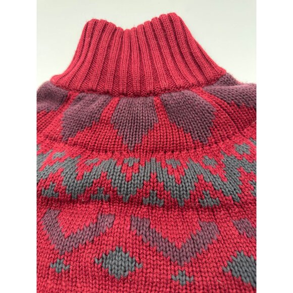 Armani Exchange Full-Zip Knit Sweater XXL Red Nordic Pattern Wool Blend Ribbed C - Picture 15 of 15